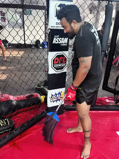 The aftermath of a hard sparring session. Blood on the mats is a part of this sport. We clean our dojo with respect after every session, a discipline I learned in Thailand.