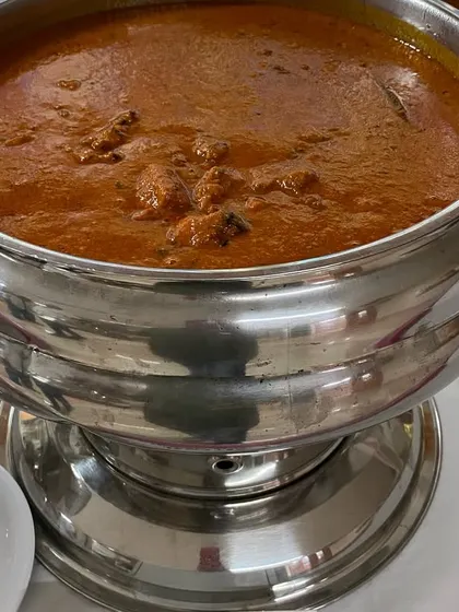 A serving of our classic Chicken Tikka Masala for the non-vegetarians at the fire station.