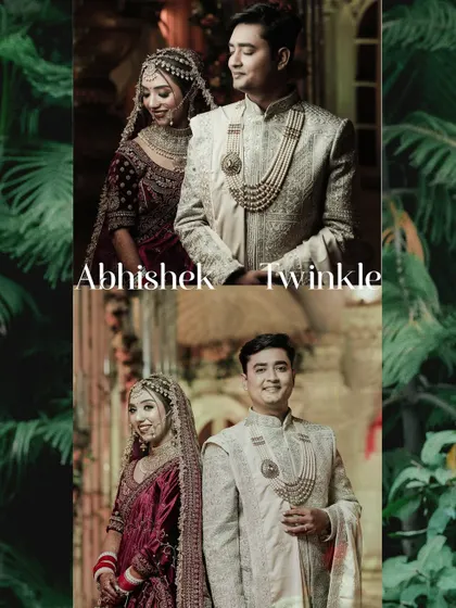 A simple and elegant collage of the couple's wedding portraits.