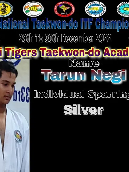 Tarun Negi's hard work paid off with a Silver medal in individual sparring. Each competition is a step forward in building skill and confidence.