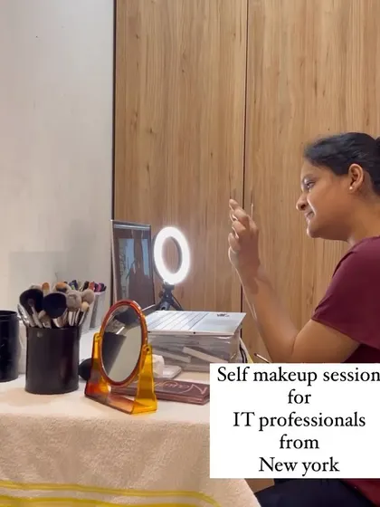 An IT professional from New York learning self makeup in an online session. I provide detailed, step-by-step instructions that are easy to follow, even for absolute beginners.