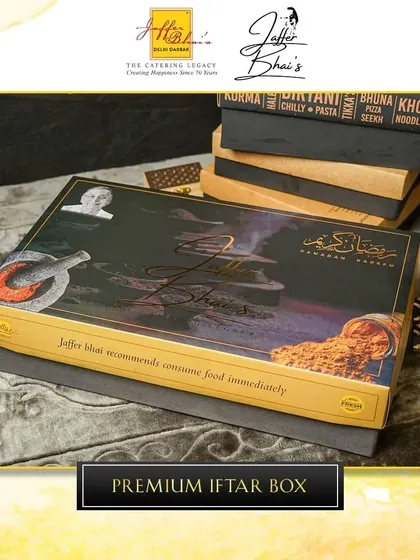 Elevate your Iftar with our Premium Box, curated with the finest flavors of the season. The box features a mix of our classic dishes, ensuring a delightful and convenient feast.