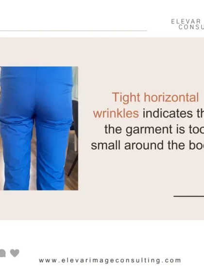 Tight horizontal wrinkles on your trousers are a clear indicator that the garment is too small around the body. This creates pulling and discomfort.