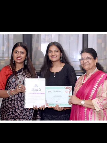 Congratulations to another talented student on completing her henna training. She is holding her certificate from my class and one from the Shree Nari Utkarsh Samiti.