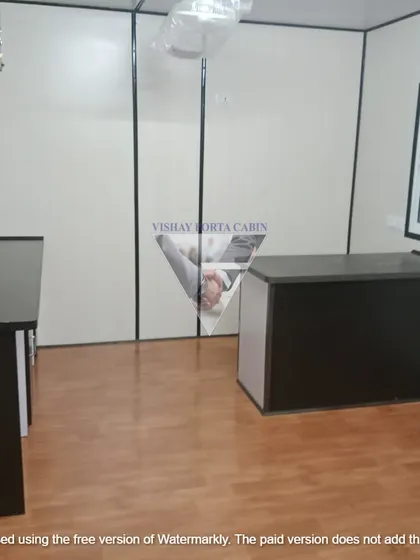 Need a professional office on-site, fast? This is a look inside one of my standard prefab office cabins. It comes ready with durable flooring, clean walls, electrical fittings, and space for reception and workstations. Just plug it in and your team can start working.