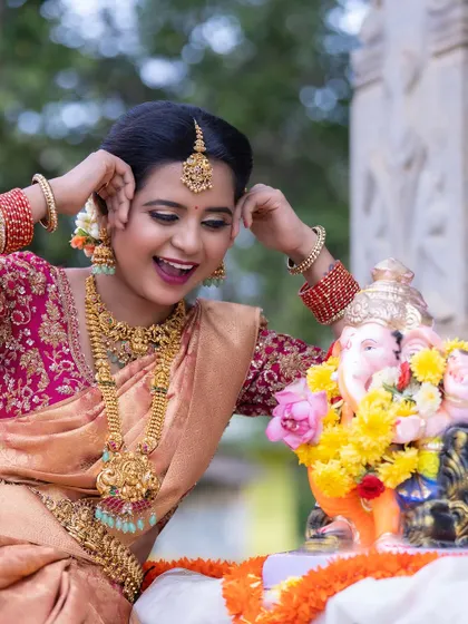 A joyful moment captured during the festival. Our outfits are designed to let you celebrate freely.