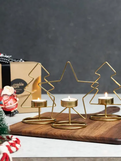 Another view of my metallic Christmas tree and star tea light holders. They look so magical when they are all lit up.