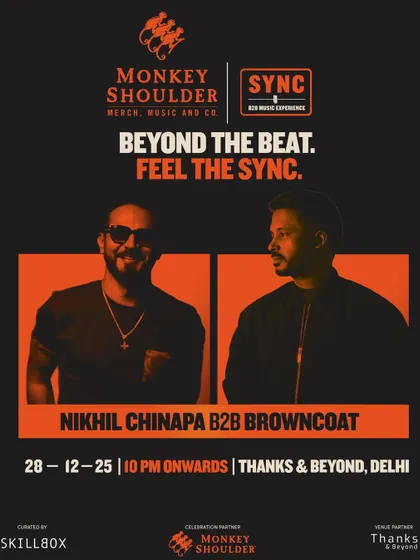 The poster for the Nikhil Chinapa B2B Browncoat SYNC event in Delhi.