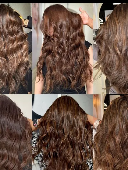 Serving chocolatey goodness, one strand at a time. This collage shows various rich brunette looks I've created.