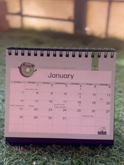 A slightly different angle of the January 2024 desk calendar.