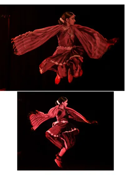 Sandhya Udupa captured mid-air, a testament to the energy and athleticism in her performance.