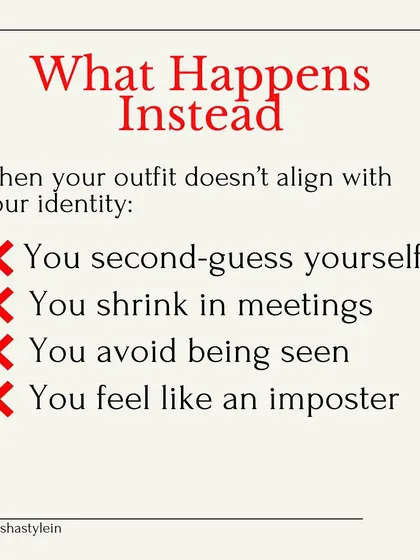 When your outfit doesn't align with your identity, you shrink in meetings and avoid being seen. Let's fix that.