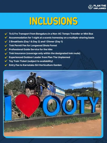 A list of inclusions for the Ooty and Coonoor trip, showing that even the toy train ticket is covered.