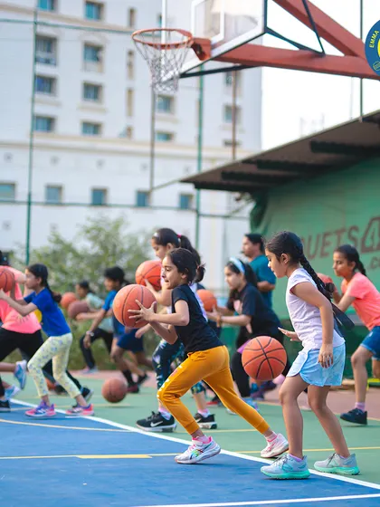 The court is on fire with the passion and intensity of our young athletes. This group drill shows the energy and teamwork that defines our basketball sessions.