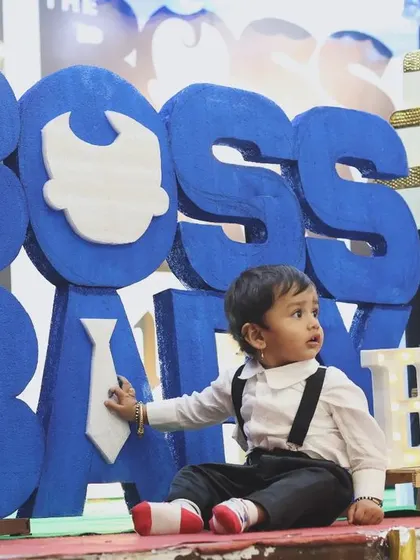 The birthday boy enjoying his Boss Baby themed party. It's moments like these that make all the hard work worth it.
