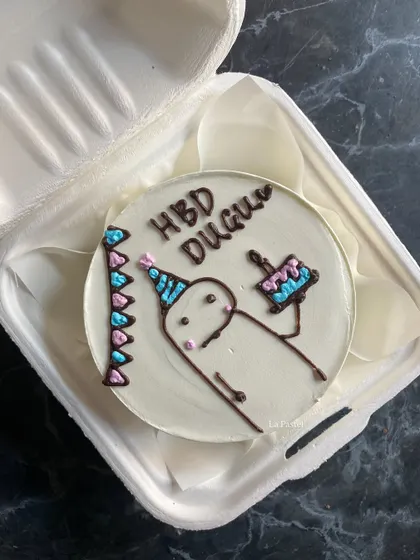 Another fun meme-themed bento cake, perfect for celebrating a birthday with a laugh. I can draw almost any simple character or design you want.