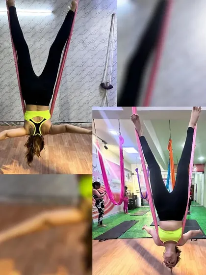 Inversions are a key part of our aerial practice. Hanging upside down like this helps to decompress the spine, improve circulation, and bring a healthy rush of blood to the brain, leaving you feeling refreshed and energized.