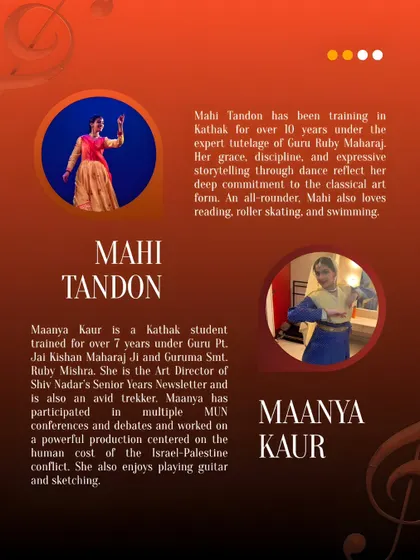 Introducing Mahi Tandon and Maanya Kaur, two senior students ready to showcase their expressive storytelling and discipline at 'Tarkash II'.