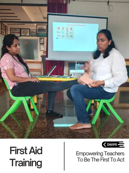 During a first aid session, our teachers discuss the RICE method for treating injuries. This practical knowledge ensures our team is equipped to handle common playground incidents with calm and competence.