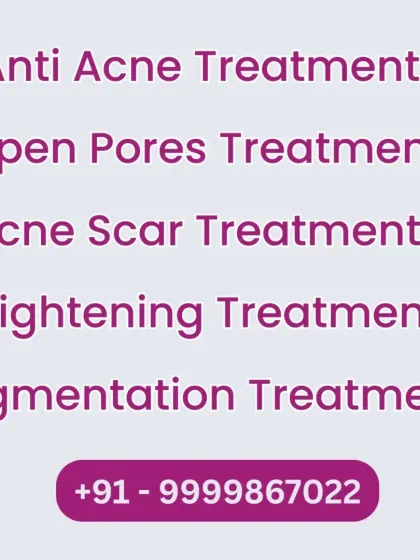 A simple, text-based image listing some of my core services: Anti Acne Treatment, Open Pores Treatment, Acne Scar Treatment, Brightening Treatment, and Pigmentation Treatment.