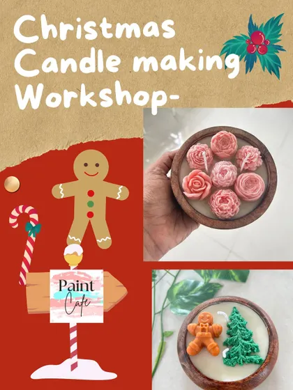 A promotional graphic for my Christmas Candle Making Workshop, showing the festive designs you can create.
