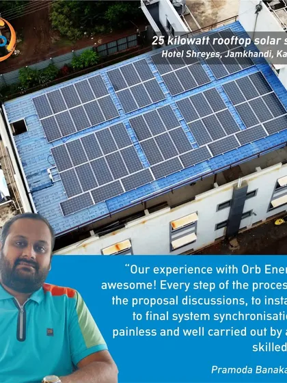 Hotel Shreyas in North Karnataka reduced its daytime grid electricity demand by 80% with our 25-kilowatt system. The owner praised the painless and well-executed process from proposal to synchronization.