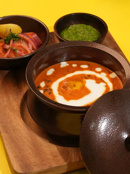 A close up of my signature Dal Makhni, showing its rich, creamy texture. It is slow cooked for hours to develop a deep, smoky flavour that is truly unforgettable.