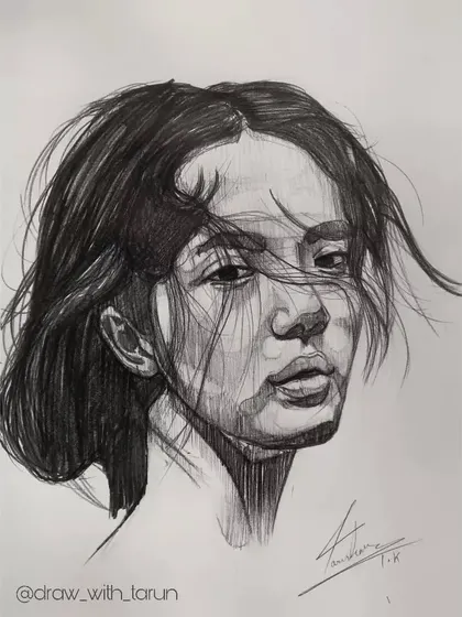 I love using hatching to build up texture and emotion in a portrait. This piece shows how you can use simple lines to create depth and capture a specific mood, a technique we explore in my sessions.
