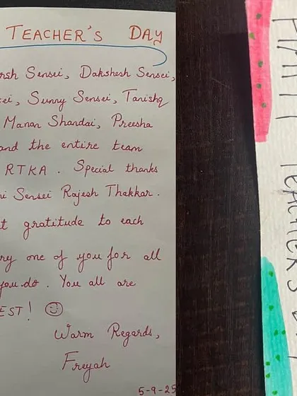 "You all are the BEST!" A handwritten note from a student expressing gratitude to the entire team of senseis. This is what our karate family is all about.