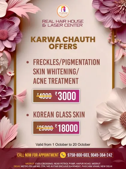 Get flawless skin with my special Karwa Chauth offers. I am providing discounted prices on treatments for freckles, pigmentation, skin whitening, acne, and the popular Korean Glass Skin treatment.