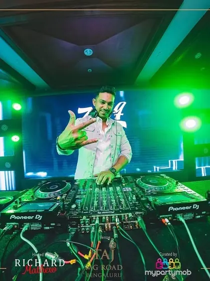 Behind the extensive Pioneer DJ setup at the Taj MG Road for NYE. Ready to deliver a memorable night of music.