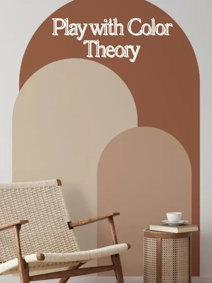 This image shows how you can play with color theory, using an arched color block design in earthy tones to create a soft and artistic statement.