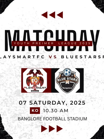 Youth Premier League match day against Bluestars FC at the Bangalore Football Stadium. We are ready for kickoff.
