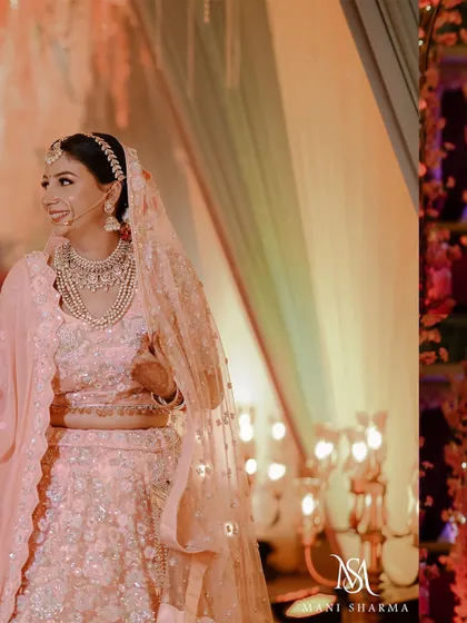 A beautiful candid shot of the bride, Ebba, during her Jammu wedding.