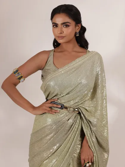 A series of looks from a campaign with Zari Jaipur. I styled a variety of sequined and embroidered sarees in pastel and metallic shades, showcasing options for everything from cocktail parties to wedding receptions.