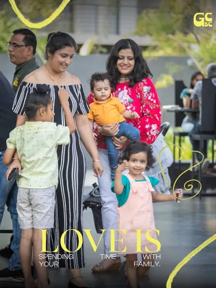 Love is spending time with family. A happy family enjoying a day out in our spacious garden.