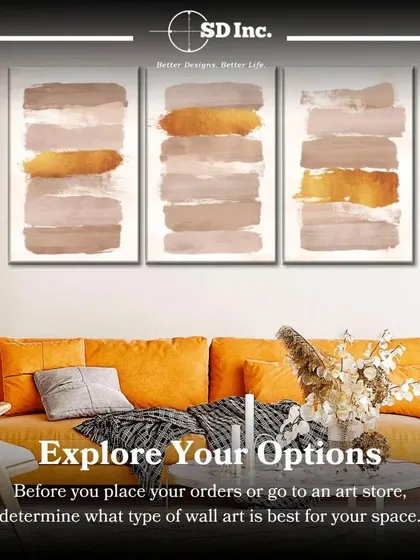 Before you buy, explore your options. This graphic encourages you to determine what type of wall art, like this triptych canvas, is best for your space.