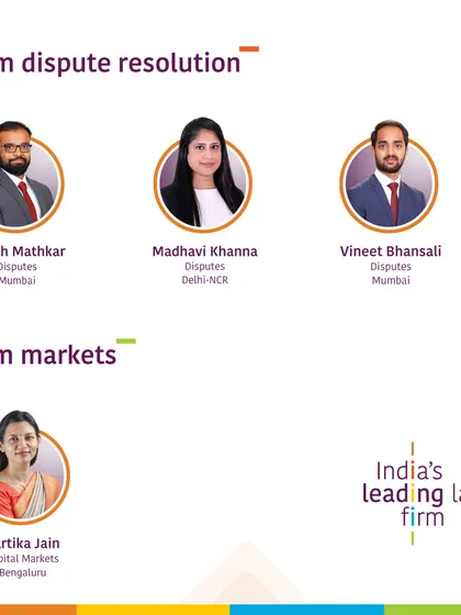 We are proud to announce the promotion of 18 lawyers to our partnership, including several in our CAM Dispute Resolution practice. This image highlights our new partners Anush Mathkar, Madhavi Khanna, and Vineet Bhansali.