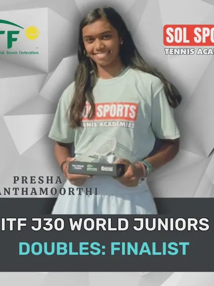 Another strong performance on the international circuit. We congratulate our player Presha Shanthamoorthi for her run to the doubles final at the ITF J30 World Juniors Tennis Championships in Riyadh.