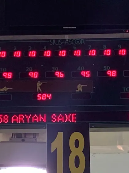The results speak for themselves. A close-up of a student's impressive 584/600 score during selection trials.