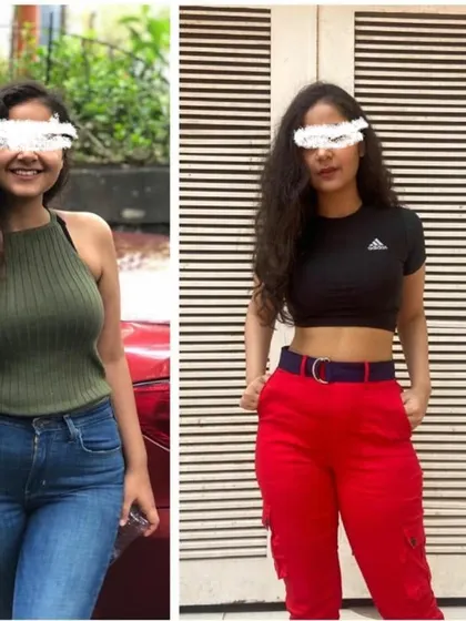 Here is another client's journey, showing a visible transformation in her fitness and confidence. These results come from consistent effort and a balanced lifestyle, not starvation.