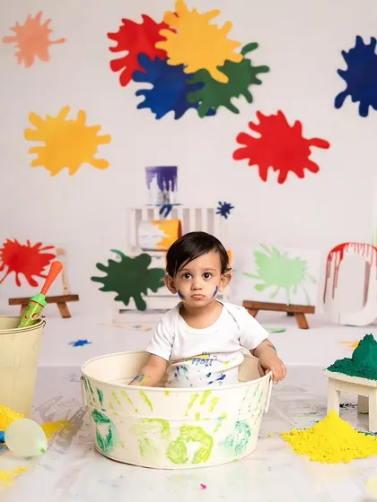 A full view of the vibrant and playful Holi setup in my studio, perfect for capturing the spirit of the festival.