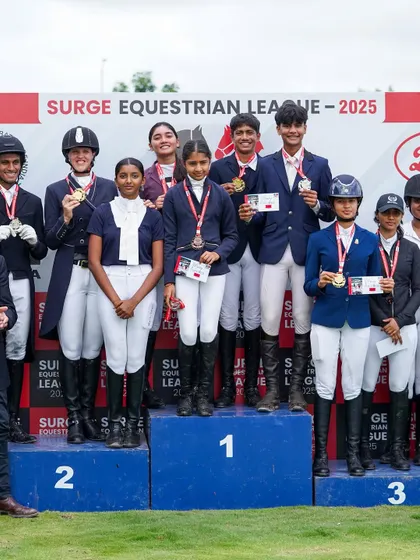 Our dressage riders shine at the Surge Show. We are proud of the entire team, celebrating a double win for Eshaan and a podium finish for Kiara.