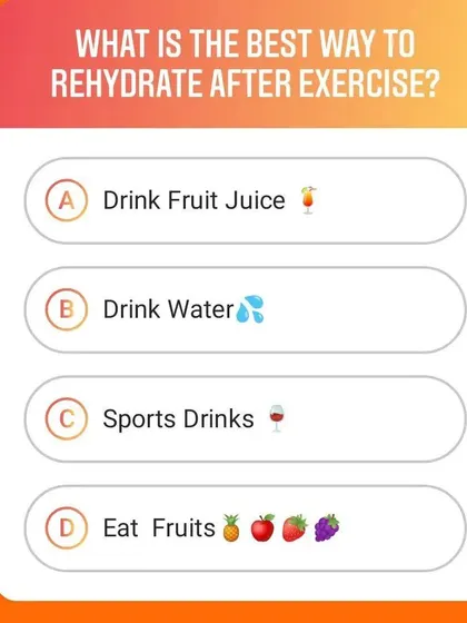 What's the best way to rehydrate after a tough workout? This quiz gets you thinking about post-exercise nutrition and the importance of replenishing fluids and electrolytes correctly.