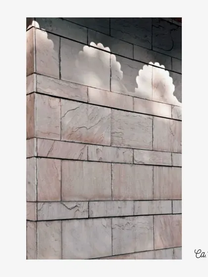 A detail of stone cladding from Ceat Mahal (c. 1974), showcasing decorative motifs carved into the stone. This highlights our long history of integrating artistic and cultural elements directly into the architectural fabric.
