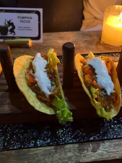 "Pumpkin Tacos" were another creative addition to our Halloween menu, offering a seasonal and thematic twist on a classic favorite.