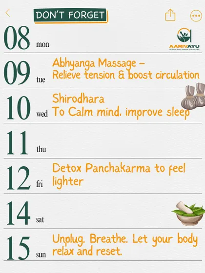 Don't forget to schedule time for yourself amidst your busy week. This is a reminder to take a pause, breathe, and let our therapies bring you back to a state of balance and calm.