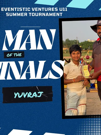Yuvraj is awarded Man of the Finals for his clutch performance in the Eventistic Ventures U11 Summer Tournament.