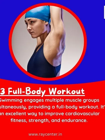 A fun fact explaining how swimming provides an excellent full-body workout.