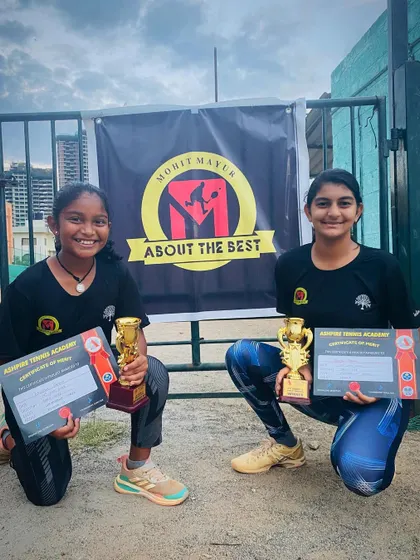 Our girls, Yahana (Winner) and Eshitha (Runner-up), after the CS7 U/12 final.